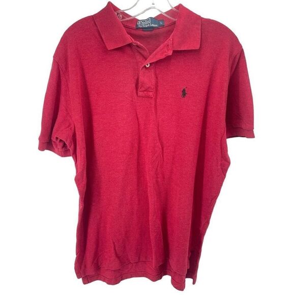 Polo Ralph Lauren Mens Polo Shirt 100% Cotton Logo Short Sleeve Large Red - Picture 1 of 8